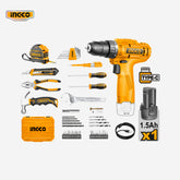 Ingco Lithium-Ion Cordless Drill Driver with 89 Pcs Household Tools Set HKTHP10891